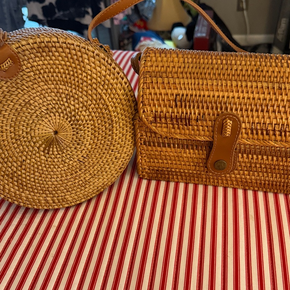 Stylish Tan Woven Women Bags Set
